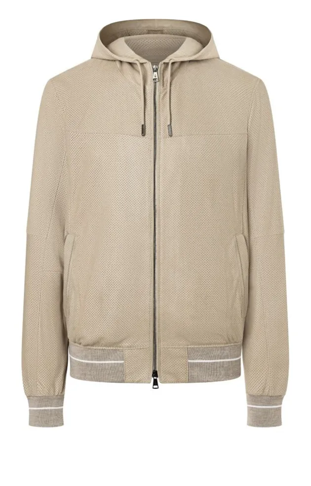 Leather Jackets<WERNER CHRIST Brandon Ps: Light Leather Jacket With Hood Stone