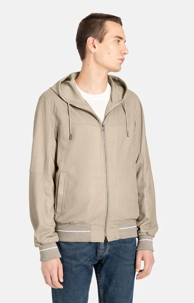 Leather Jackets<WERNER CHRIST Brandon Ps: Light Leather Jacket With Hood Stone