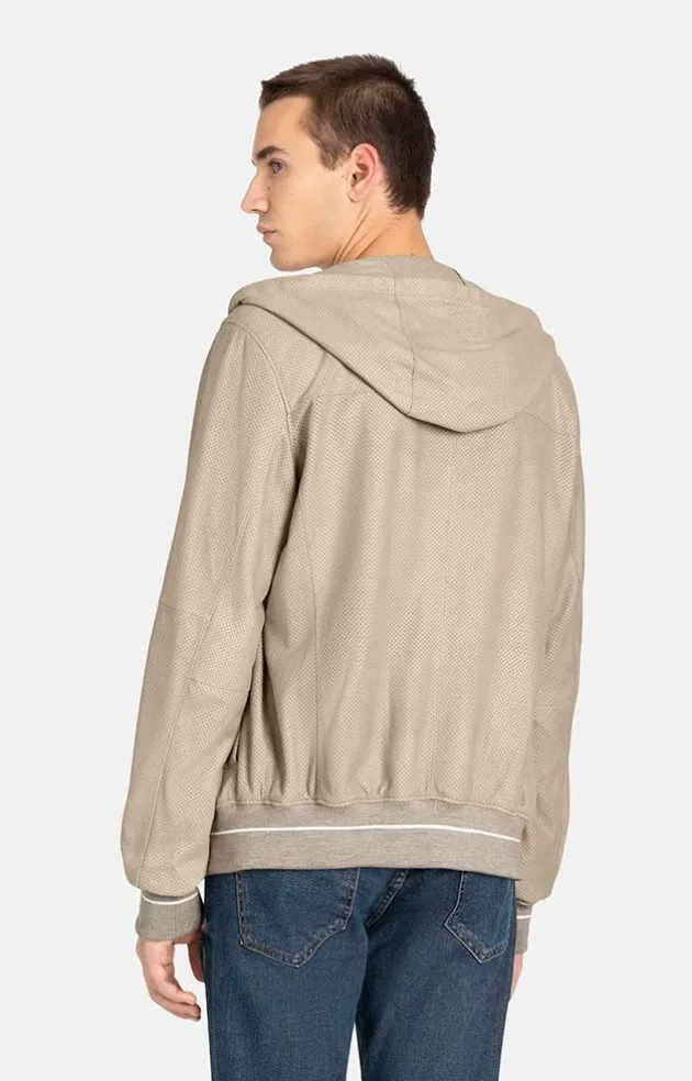 Leather Jackets<WERNER CHRIST Brandon Ps: Light Leather Jacket With Hood Stone