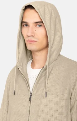 Leather Jackets<WERNER CHRIST Brandon Ps: Light Leather Jacket With Hood Stone