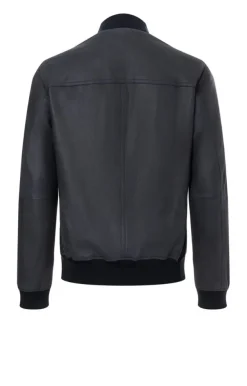 Leather Jackets<WERNER CHRIST Byb': Blouson In Napped Goatskin Suede Navy