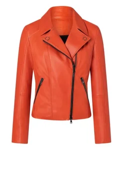 Leather Jackets<WERNER CHRIST Carina: Biker Jacket Crafted In Soft Nappa Orange