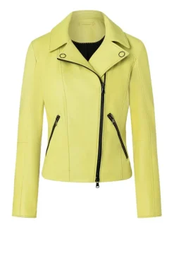 Leather Jackets<WERNER CHRIST Carina: Typical Biker Jacket With A Sporty Lo Fresh Lime