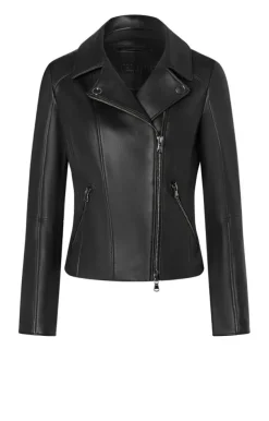 Leather Jackets<WERNER CHRIST Carina: Typical Biker Jacket With A Sporty Lo Black
