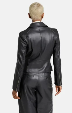Leather Jackets<WERNER CHRIST Carina: Typical Biker Jacket With A Sporty Lo Black