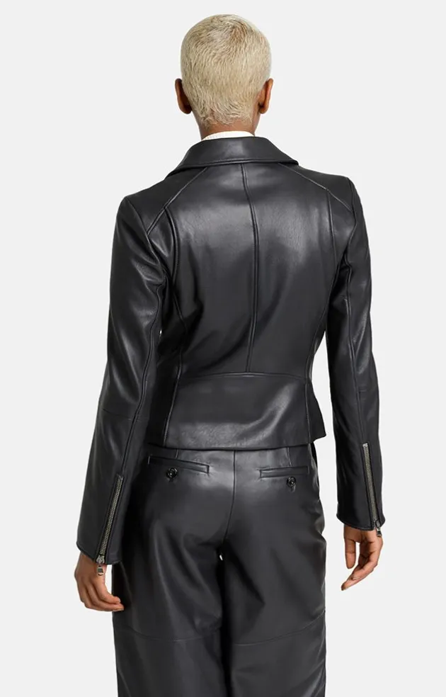 Leather Jackets<WERNER CHRIST Carina: Typical Biker Jacket With A Sporty Lo Black