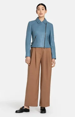 Leather Jackets<WERNER CHRIST Celine: Biker Jacket With Topstitched Details Jeans Blue