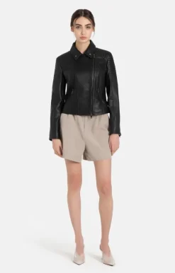 Leather Jackets<WERNER CHRIST Celine: Biker Jacket With Topstitched Details Black