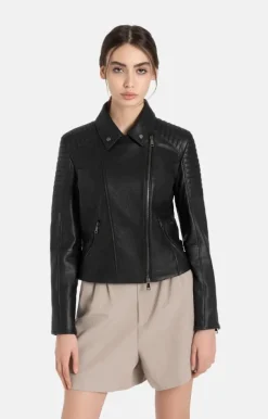 Leather Jackets<WERNER CHRIST Celine: Biker Jacket With Topstitched Details Black
