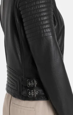 Leather Jackets<WERNER CHRIST Celine: Biker Jacket With Topstitched Details Black