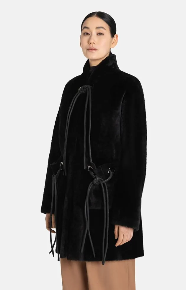 Lambskin Jackets<WERNER CHRIST Cilia: Reversible Lambskin Jacket With Band D Black