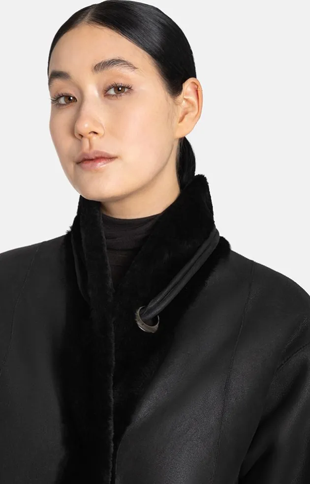 Lambskin Jackets<WERNER CHRIST Cilia: Reversible Lambskin Jacket With Band D Black