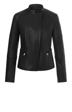 Leather Jackets<WERNER CHRIST Corinna: Biker Jacket Crafted In Lamb Nappa Black
