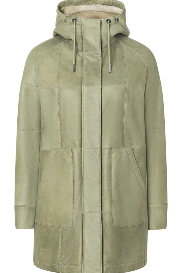 Lambskin Jackets<WERNER CHRIST Cosima: Parka-Style Hooded Jacket Moss Green