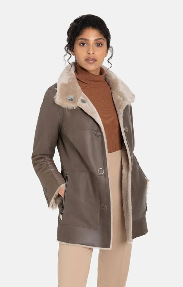 Lambskin Jackets<WERNER CHRIST Cynthia: Sporty And Elegant Reversible Jacket Stone