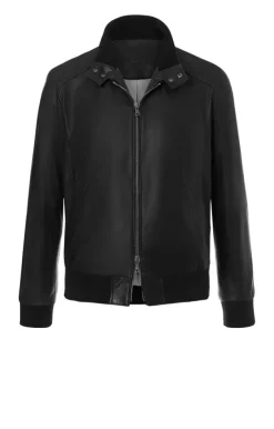 Leather Jackets<WERNER CHRIST Dany: Bomber Jacket With Knitted Welts Black