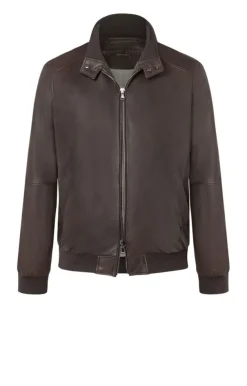 Leather Jackets<WERNER CHRIST Dany: Bomber Jacket With Knitted Welts Chocolate