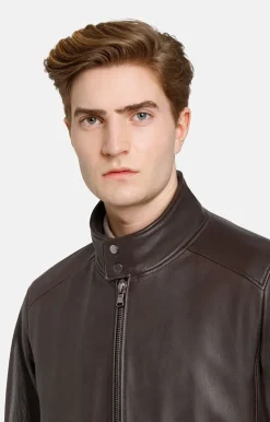 Leather Jackets<WERNER CHRIST Dany: Bomber Jacket With Knitted Welts Chocolate