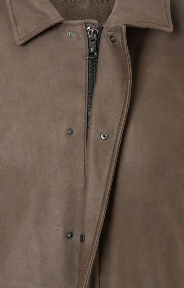 Leather Jackets<WERNER CHRIST Diego: Jacket In Napped Goatskin Suede Ash Brown