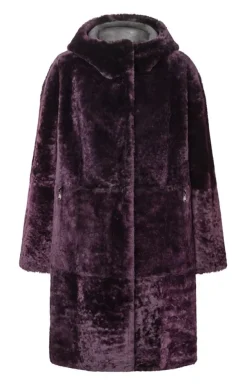 Lambskin Jackets<WERNER CHRIST Dilara: Hooded Coat In A Two-Tone Look Mystic Violet