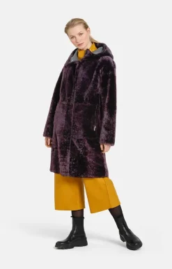 Lambskin Jackets<WERNER CHRIST Dilara: Hooded Coat In A Two-Tone Look Mystic Violet