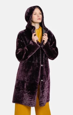 Lambskin Jackets<WERNER CHRIST Dilara: Hooded Coat In A Two-Tone Look Mystic Violet