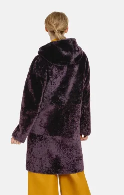 Lambskin Jackets<WERNER CHRIST Dilara: Hooded Coat In A Two-Tone Look Mystic Violet