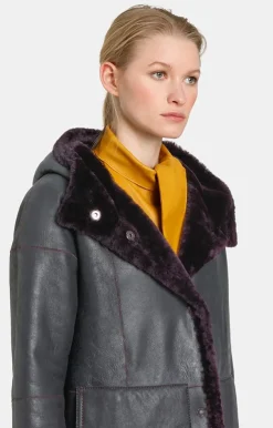 Lambskin Jackets<WERNER CHRIST Dilara: Hooded Coat In A Two-Tone Look Mystic Violet