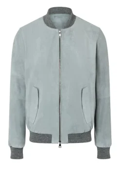 Leather Jackets<WERNER CHRIST Domenico: Classic Blouson In A College Style Salvia