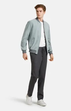 Leather Jackets<WERNER CHRIST Domenico: Classic Blouson In A College Style Salvia