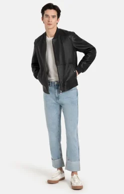 Leather Jackets<WERNER CHRIST Dorian: Classic Blouson With Knitted Details Black