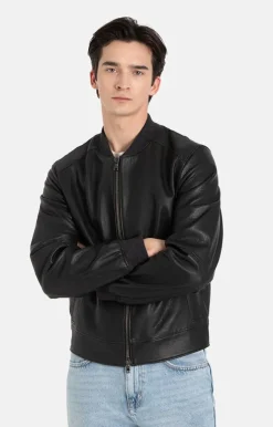 Leather Jackets<WERNER CHRIST Dorian: Classic Blouson With Knitted Details Black