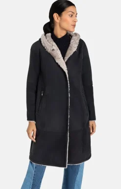 Lambskin Jackets<WERNER CHRIST Dorothea: Casual Lightweight Hooded Coat Black