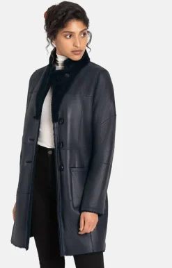 Lambskin Jackets<WERNER CHRIST Dunja Cw: Reversible Coat In A Blazer Style Navy