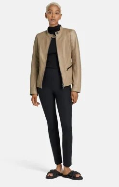 Leather Jackets<WERNER CHRIST Elif: Short Jacket With Biker Details Taupe