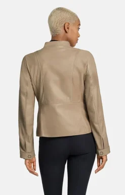 Leather Jackets<WERNER CHRIST Elif: Short Jacket With Biker Details Taupe