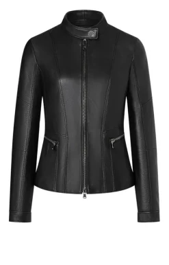 Leather Jackets<WERNER CHRIST Elif: Short Jacket With Biker Details Black