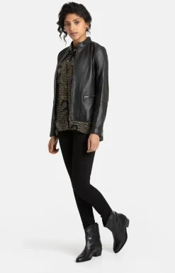 Leather Jackets<WERNER CHRIST Elif: Short Jacket With Biker Details Black