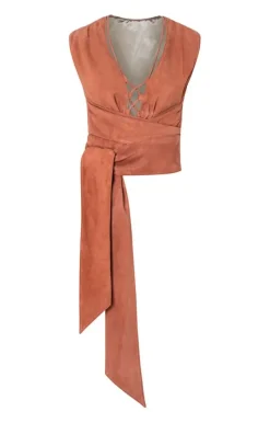 Accessoires<WERNER CHRIST Elsa: Sleeveless Top In A Wrap Look Salmon