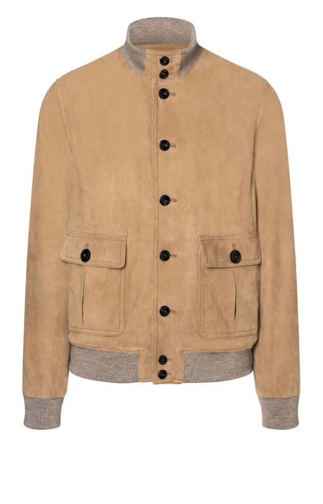 Leather Jackets<WERNER CHRIST Emanuel: Classic With Knitted Details Sand