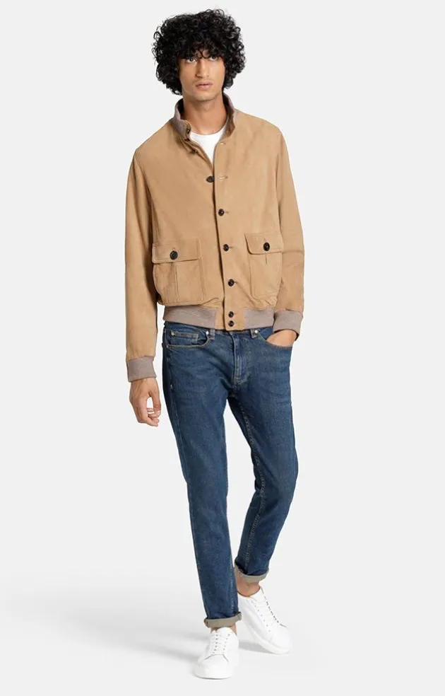 Leather Jackets<WERNER CHRIST Emanuel: Classic With Knitted Details Sand