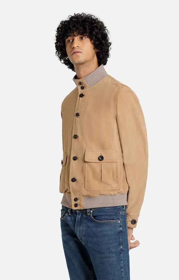 Leather Jackets<WERNER CHRIST Emanuel: Classic With Knitted Details Sand