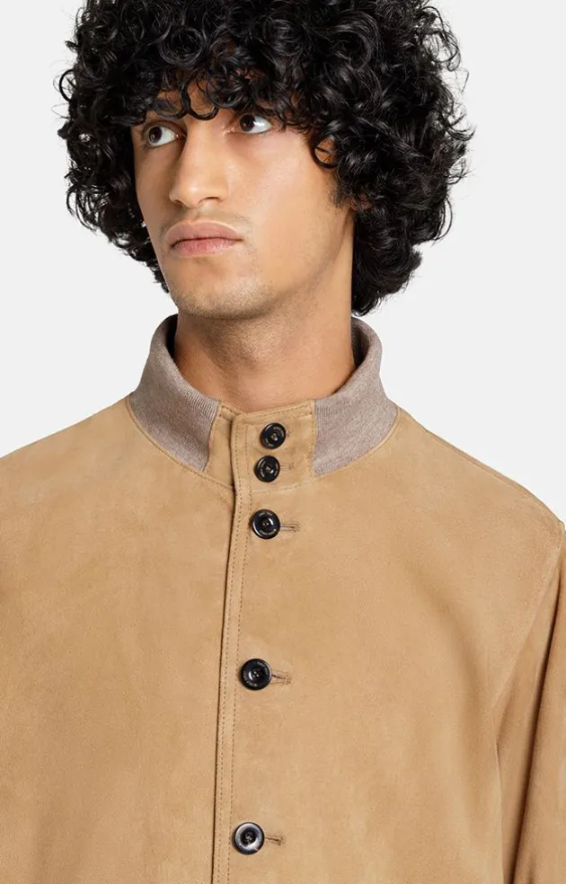 Leather Jackets<WERNER CHRIST Emanuel: Classic With Knitted Details Sand