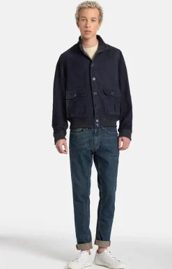 Leather Jackets<WERNER CHRIST Emanuel: Classic With Knitted Details Navy