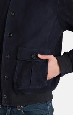 Leather Jackets<WERNER CHRIST Emanuel: Classic With Knitted Details Navy