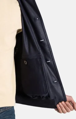 Leather Jackets<WERNER CHRIST Emanuel: Classic With Knitted Details Navy