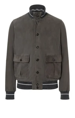 Leather Jackets<WERNER CHRIST Emanuel S: Leather Blouson With Knit Asphalt