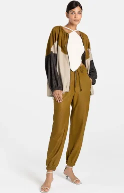 Leather Jackets<WERNER CHRIST Fabia Kp: Colour-Blocking Leather Jacket Ocker