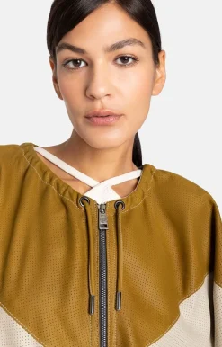 Leather Jackets<WERNER CHRIST Fabia Kp: Colour-Blocking Leather Jacket Ocker