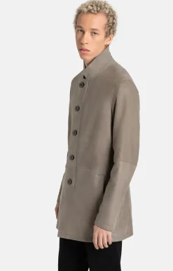 Leather Jackets<WERNER CHRIST Fazius: Jacket In Napped Goat Suede Stone